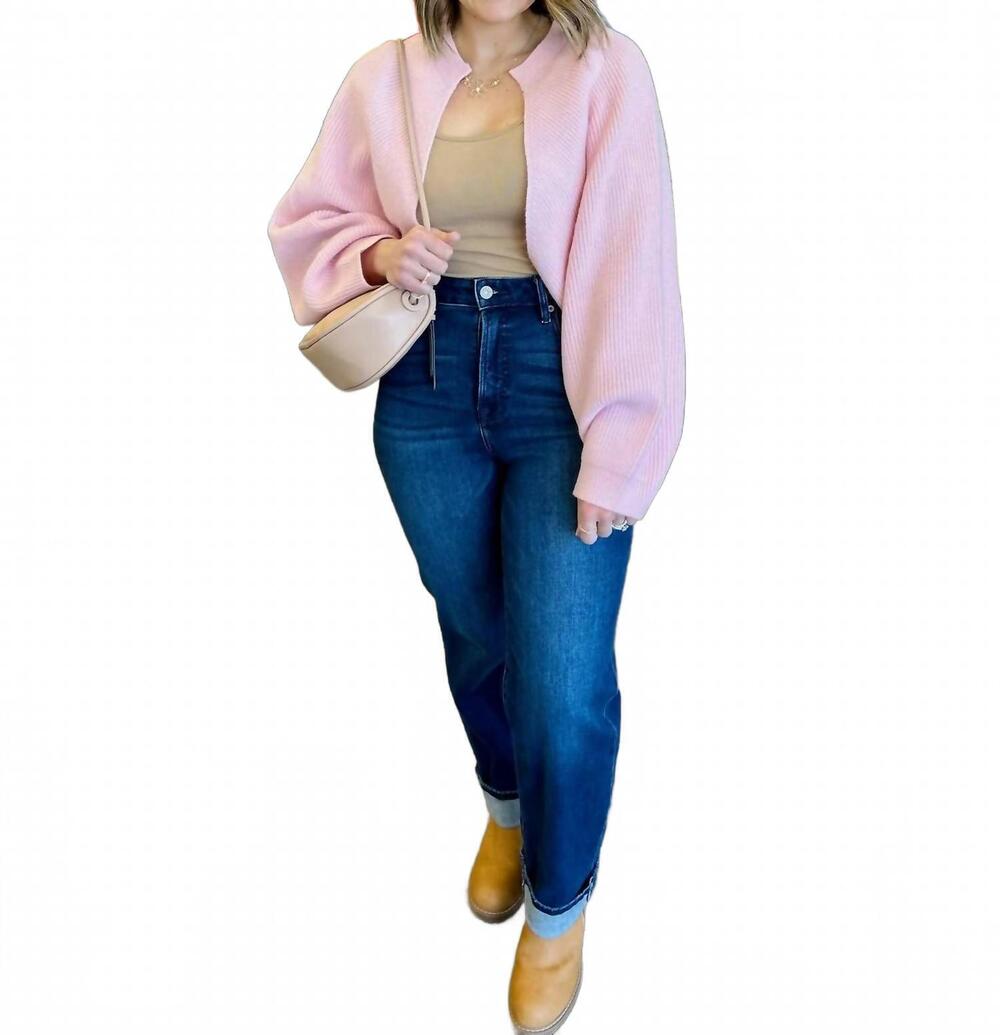 NEW TCEC petal pop open front cardigan in pink